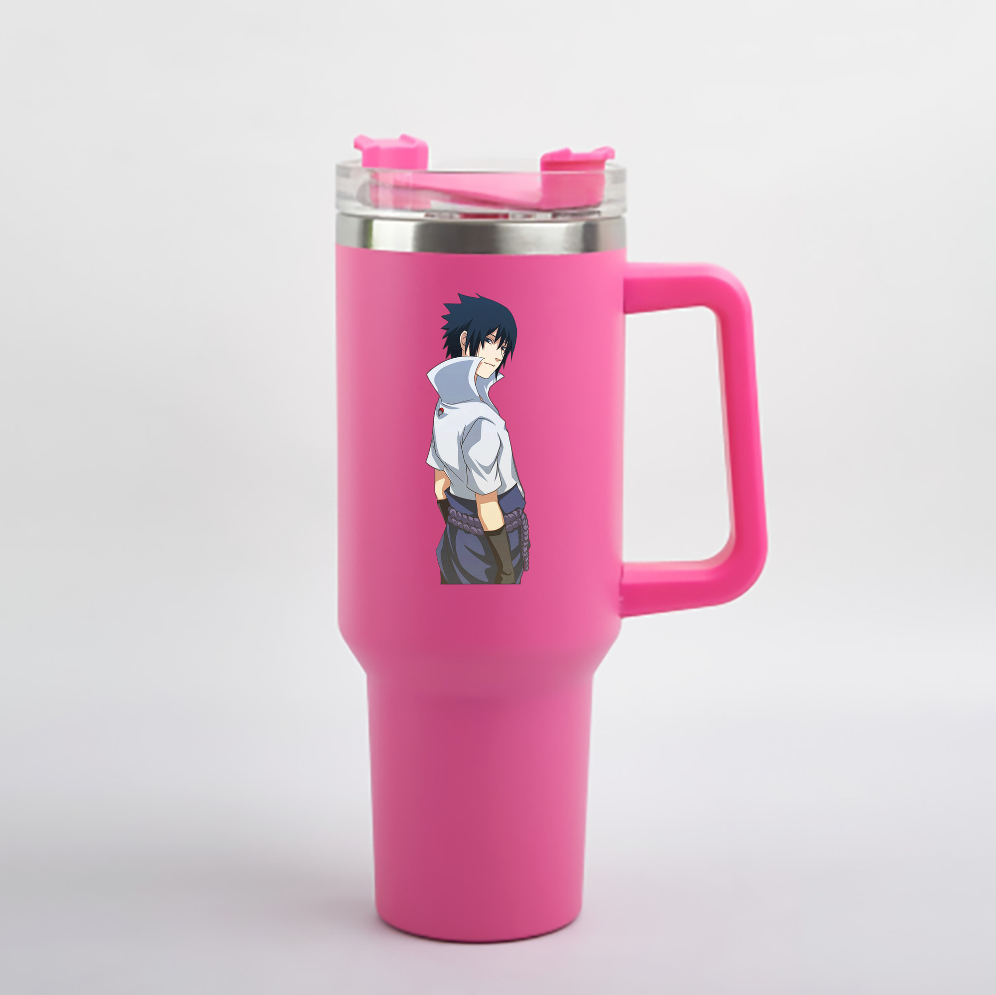 （画像用） NARUTO -ナルト- うちは サスケ Uchiha Sasuke 1200mL車用タンブラー - クリスタルステッカー（プラスチックストロー付き）